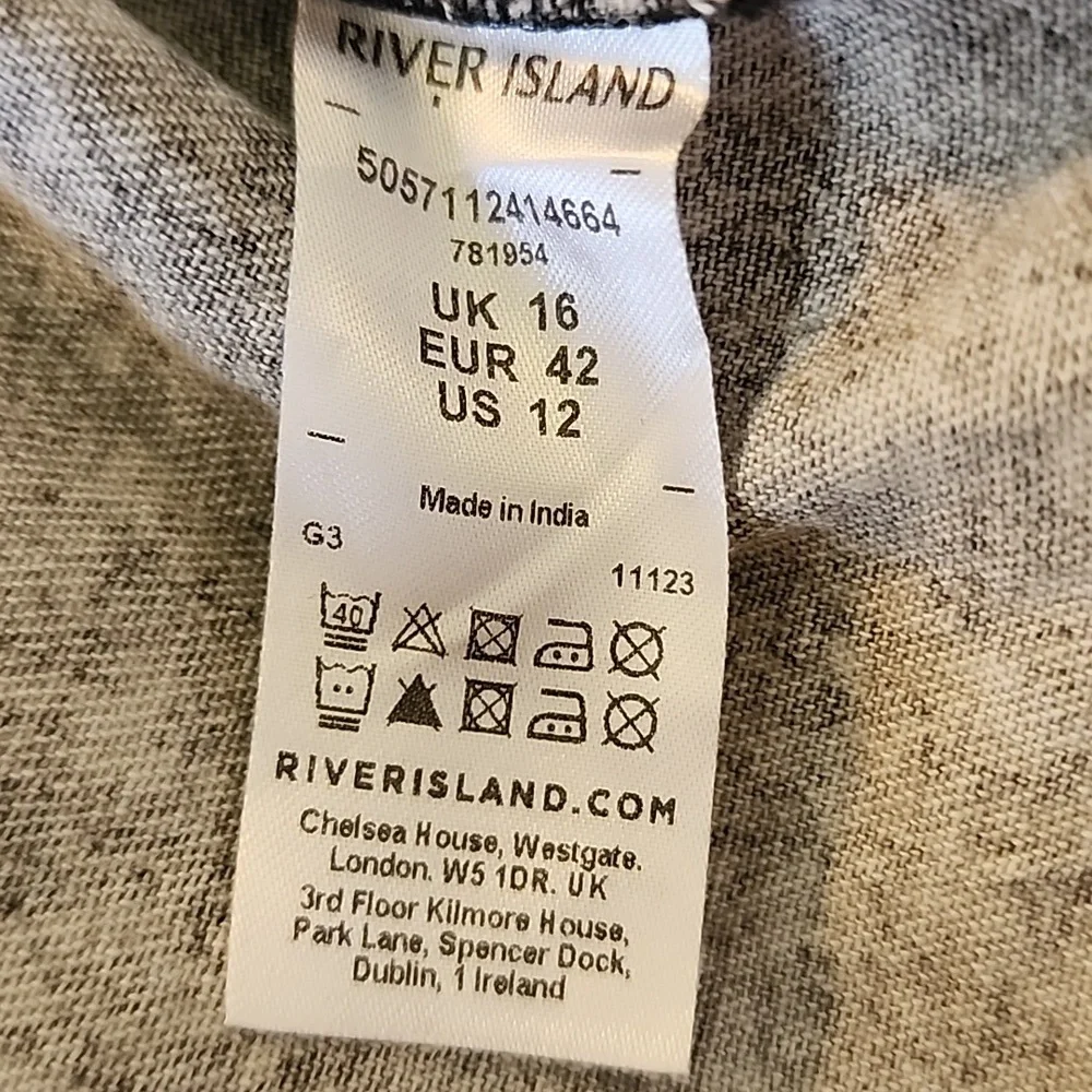 River Island Acid Wash Longsleeve Shirt Dress Pearl Button Down Size 12 - Picture 9 of 11